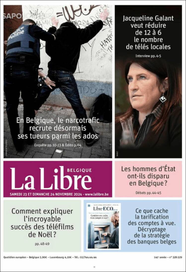 Portada de La Libre.be (B&eacute;lgica)