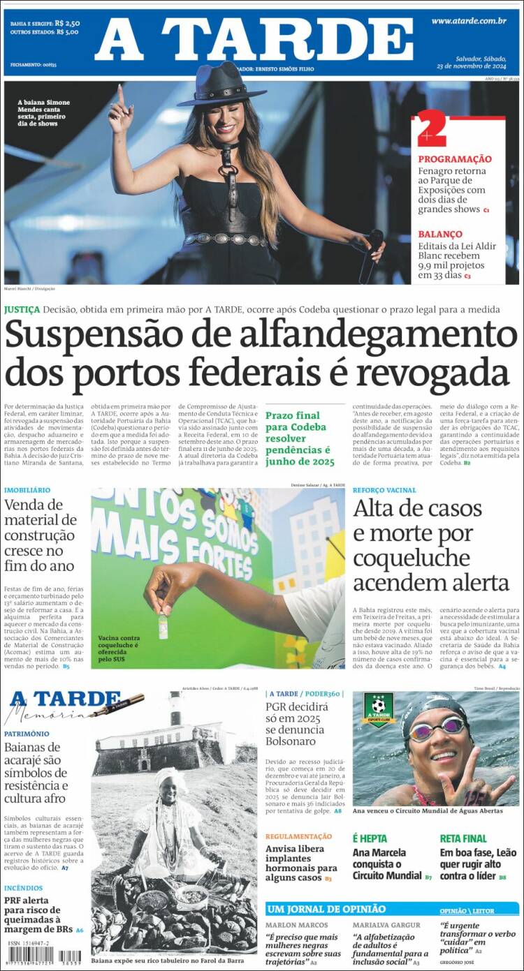 Portada de Diário A Tarde (Brasil)