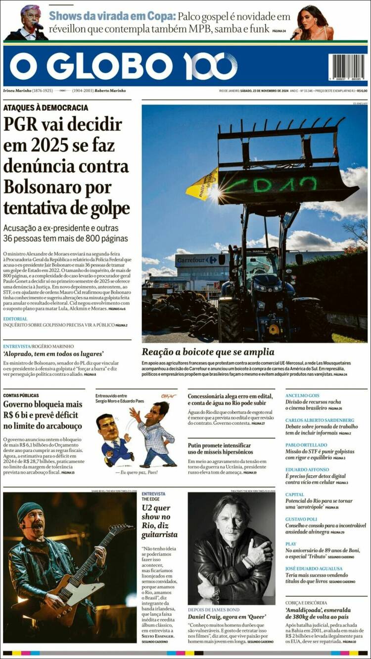 Portada de O Globo (Brasil)