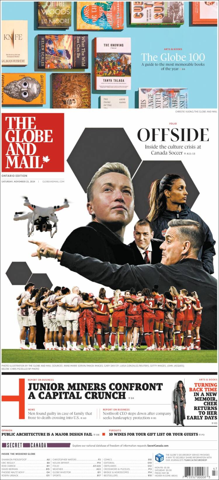 Portada de The Globe and Mail (Canadá)