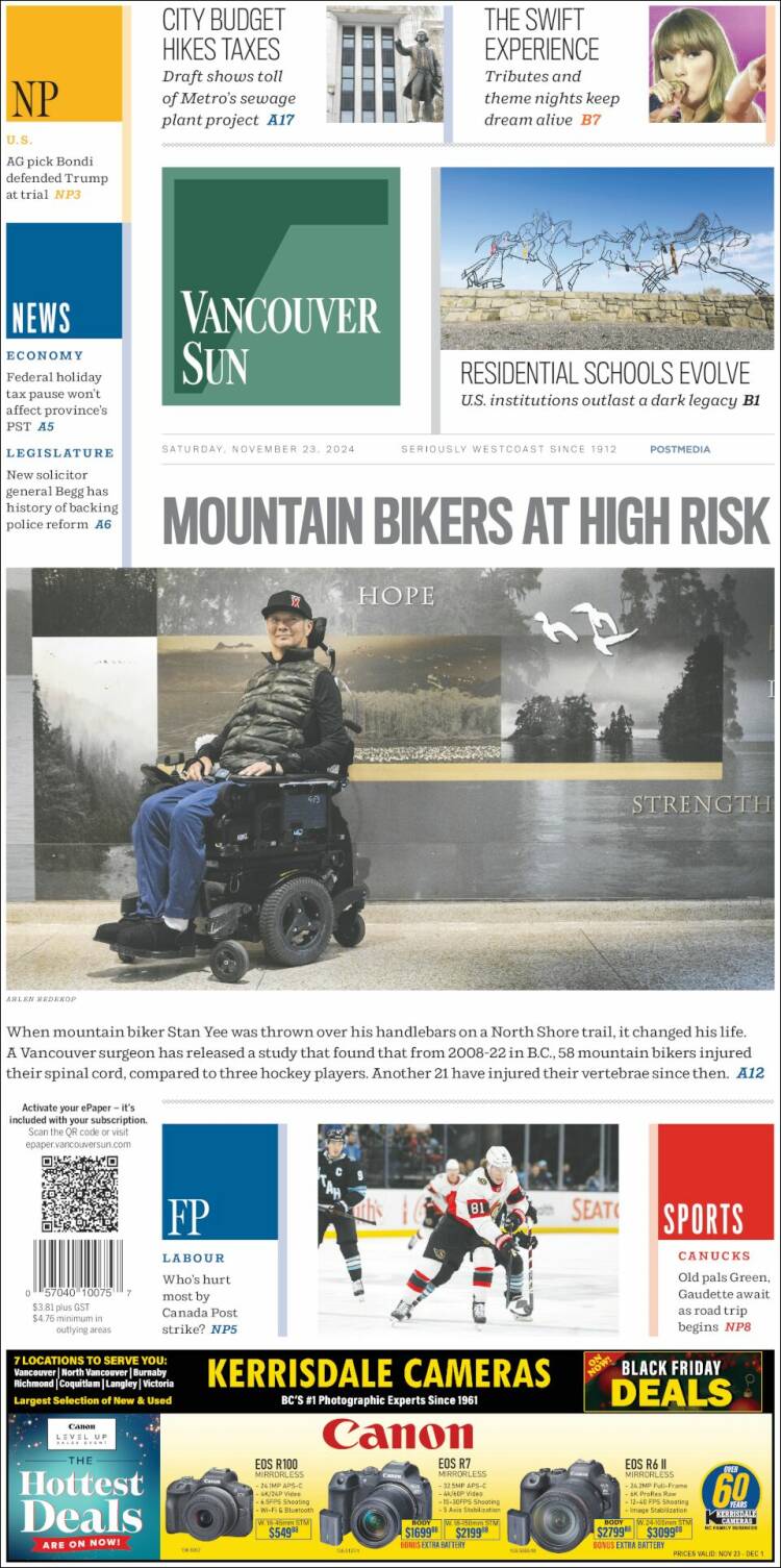 Portada de The Vancouver Sun (Canadá)