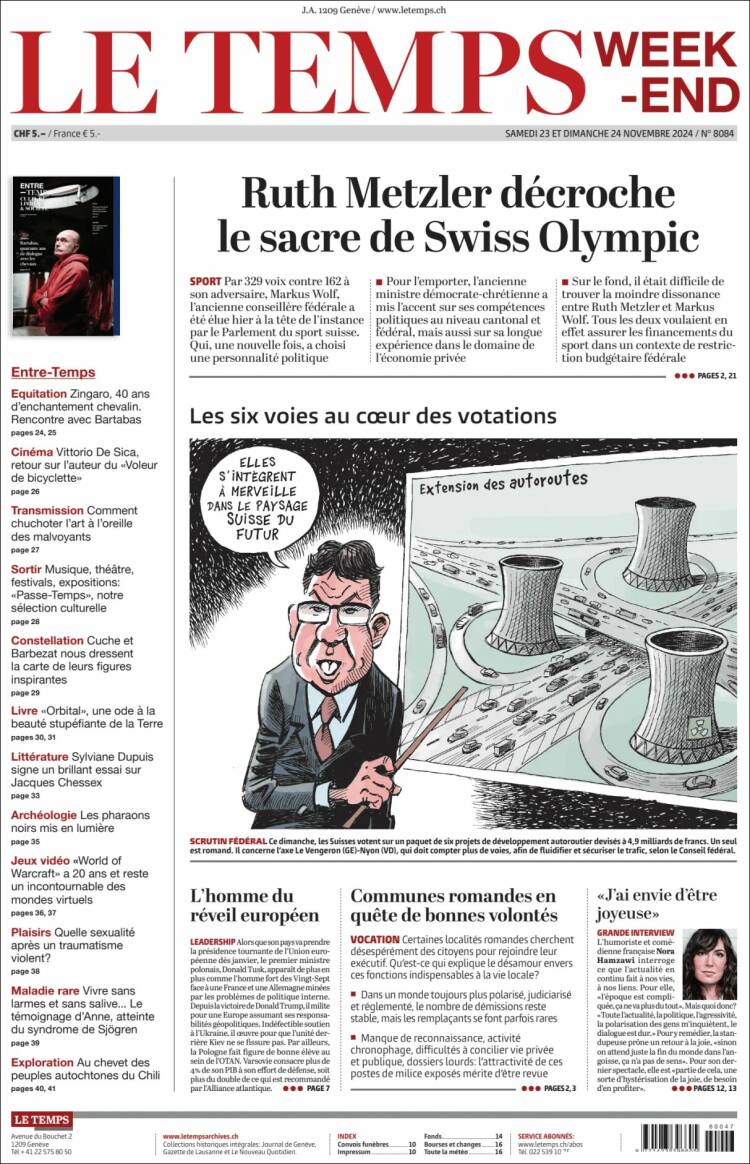Portada de Le Matin (Suiza)
