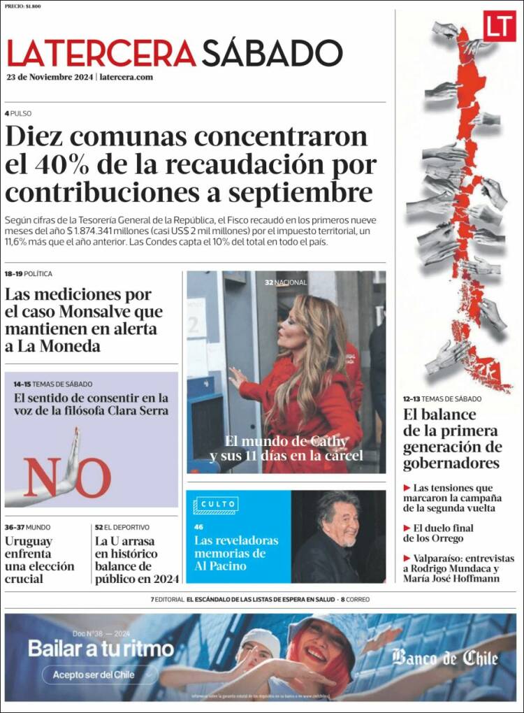 Portada de La Tercera (Chile)