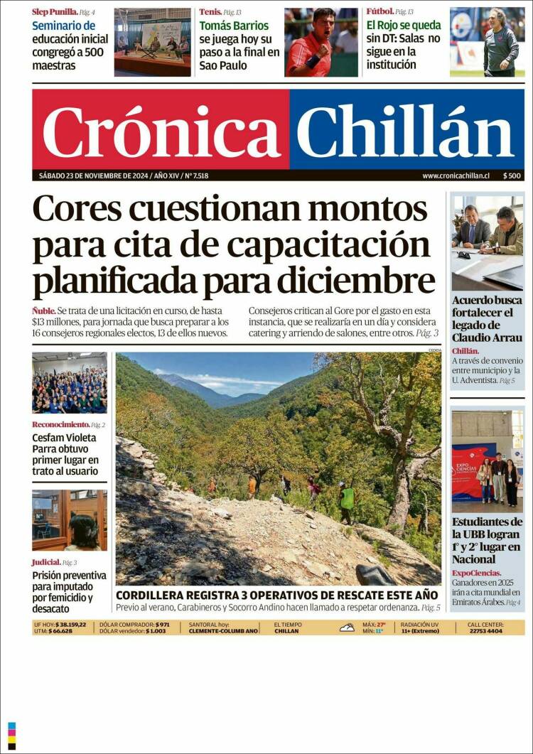 Portada de Crónica Chillán (Chile)