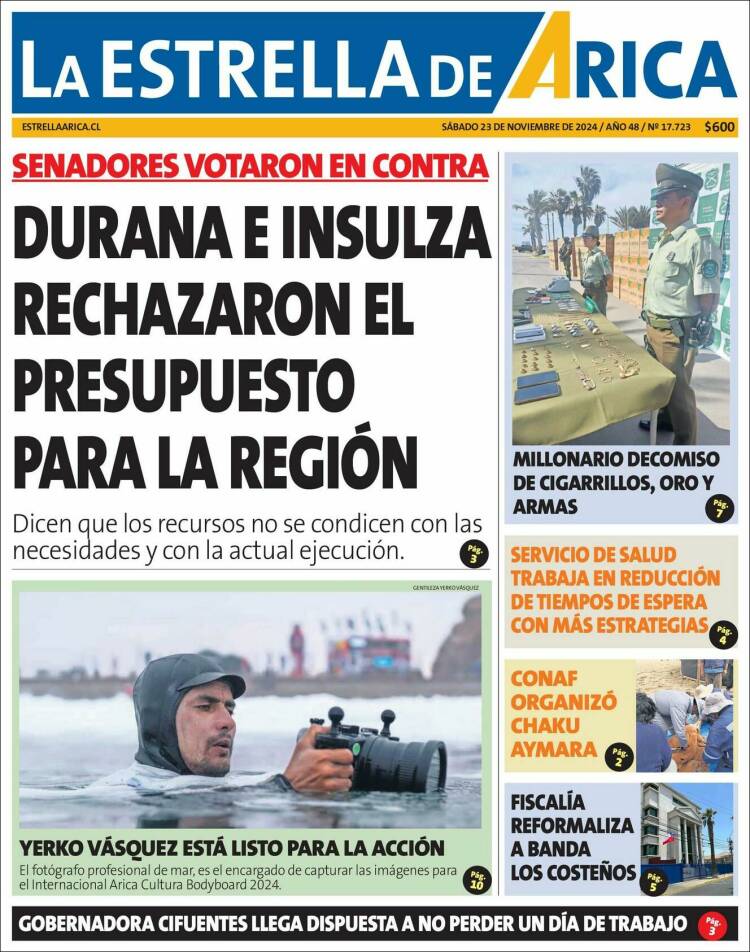 Portada de La Estrella de Arica (Chile)