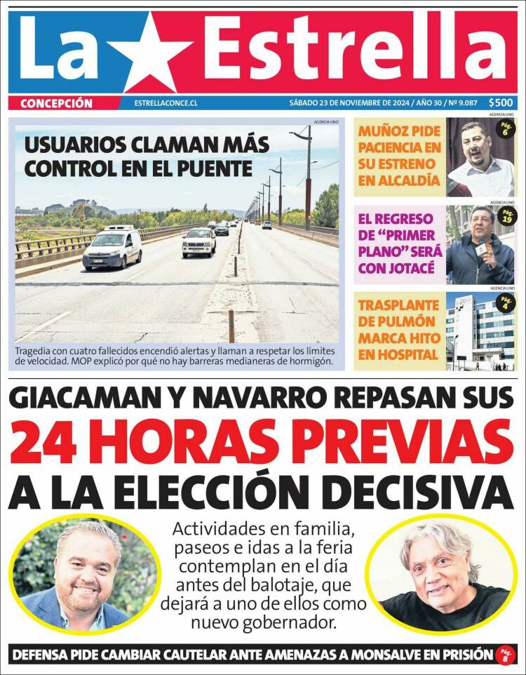 Portada de La Estrella de Concepción (Chile)