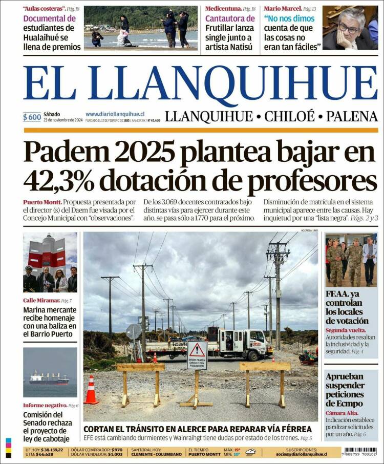 Portada de El Llanquihue (Chile)