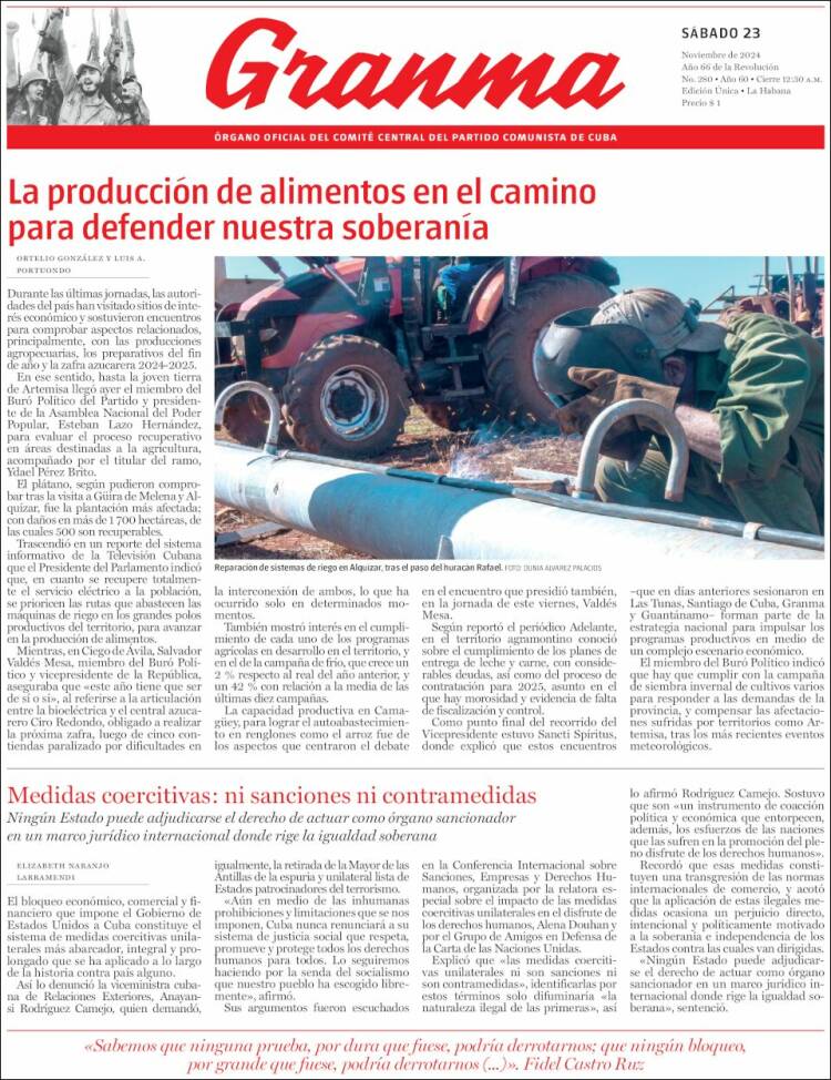 Portada de Granma (Cuba)