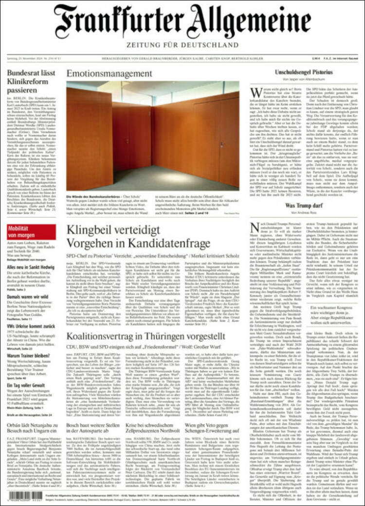 Portada de Frankfurter Allgemeine (Alemania)
