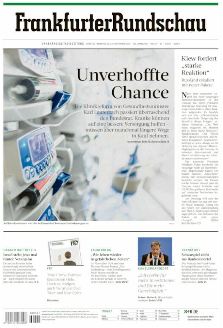 Portada de Frankfurter Rundschau (Alemania)