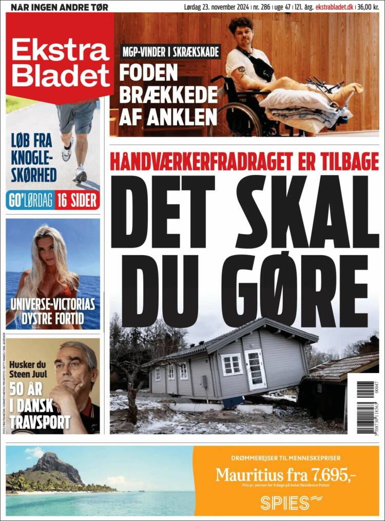Portada de Ekstra Bladet (Dinamarca)