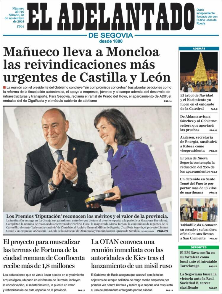 Portada de El Adelantado de Segovia (España)