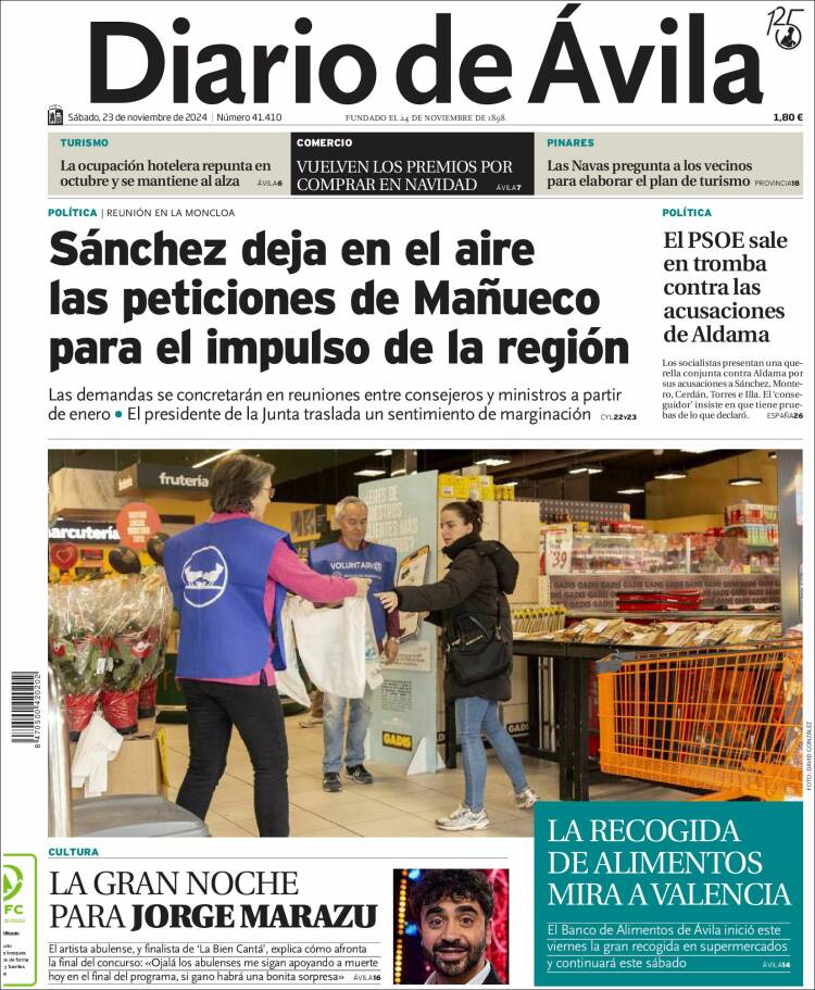 Portada de Diario de Ávila (España)