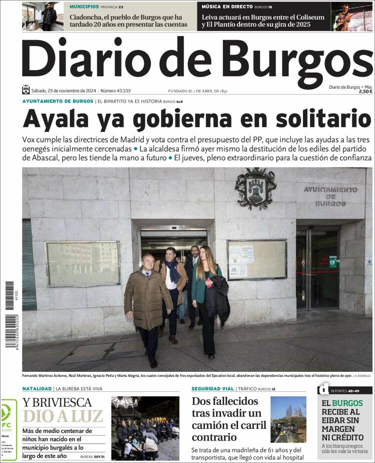 Portada de Diario de Burgos (España)