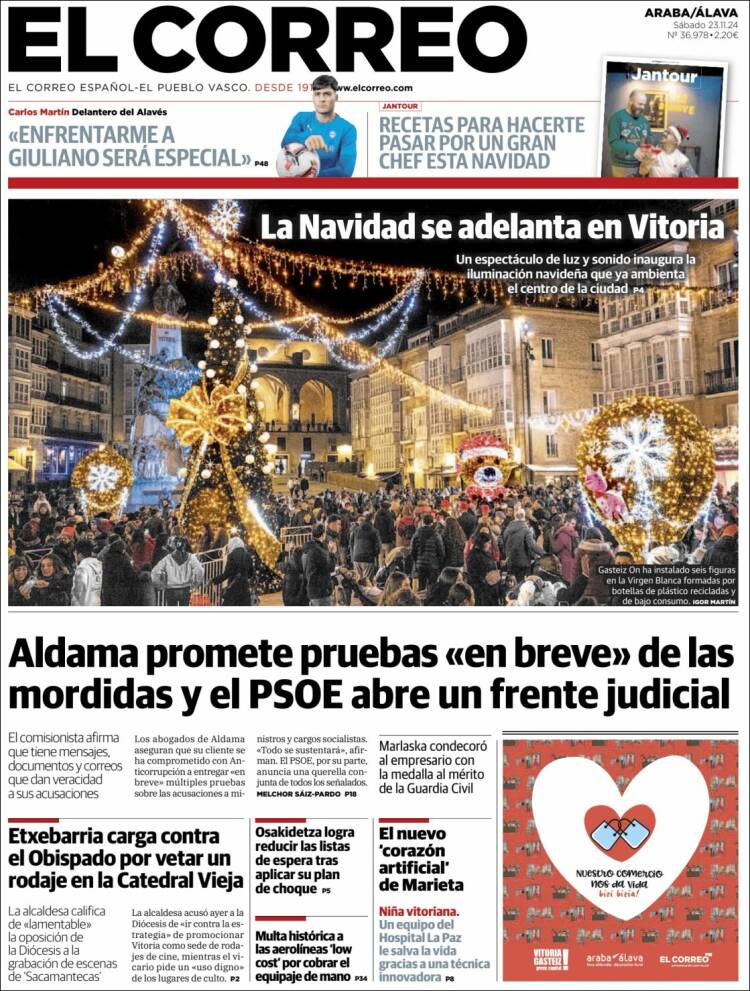 Portada de El Correo - Álava (España)