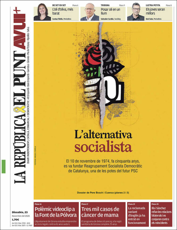 Portada de El Punt Avui - Girona (España)