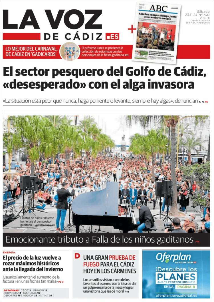 Portada de La Voz de Cádiz (España)