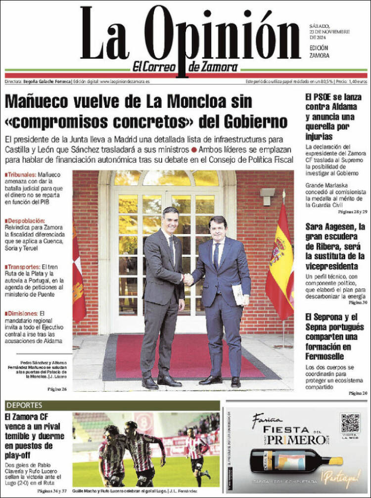 Portada de La Opinión - El Correo de Zamora (Spain)