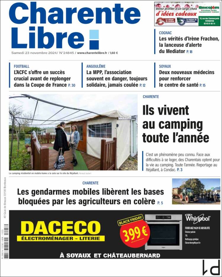 Portada de Charente Libre (Francia)