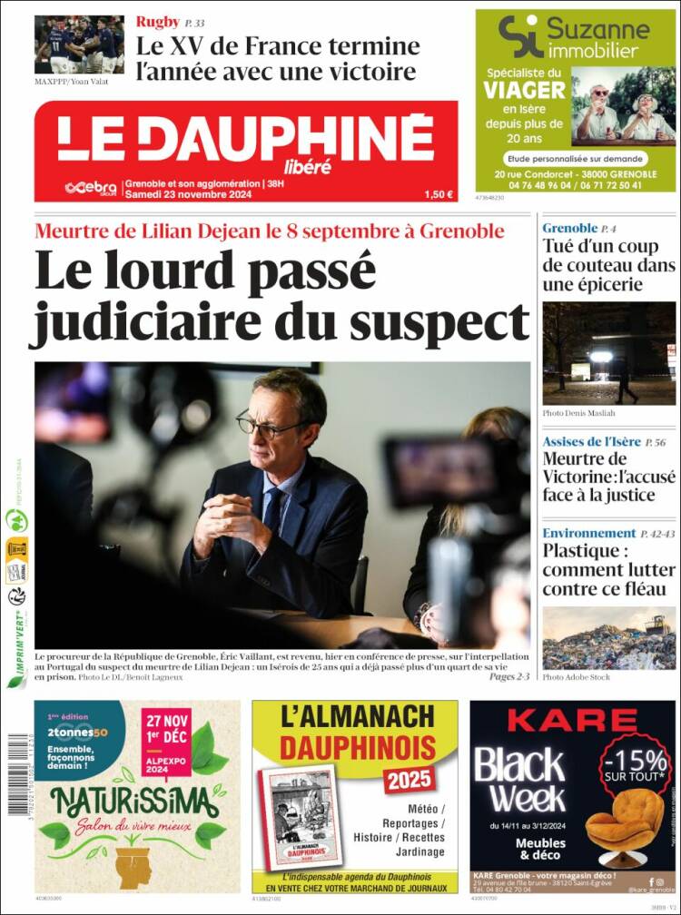 Portada de Le Dauphiné Libéré (Francia)