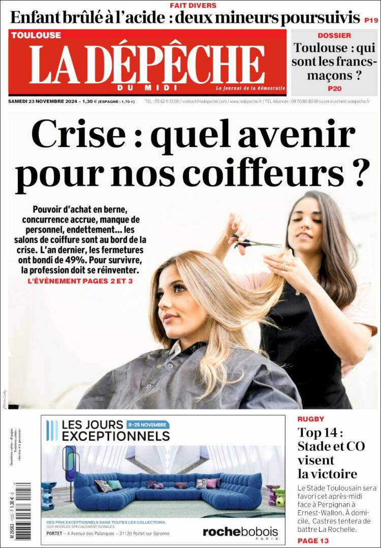 Portada de La Dépêche du Midi (Francia)