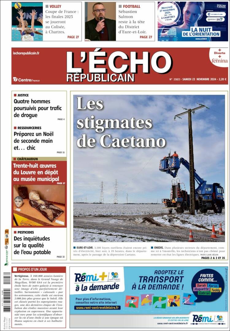 Portada de L'Echo Républicain (Francia)