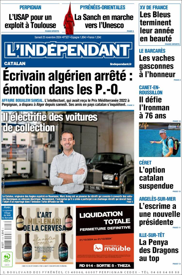 Portada de Le Indépendant (Francia)