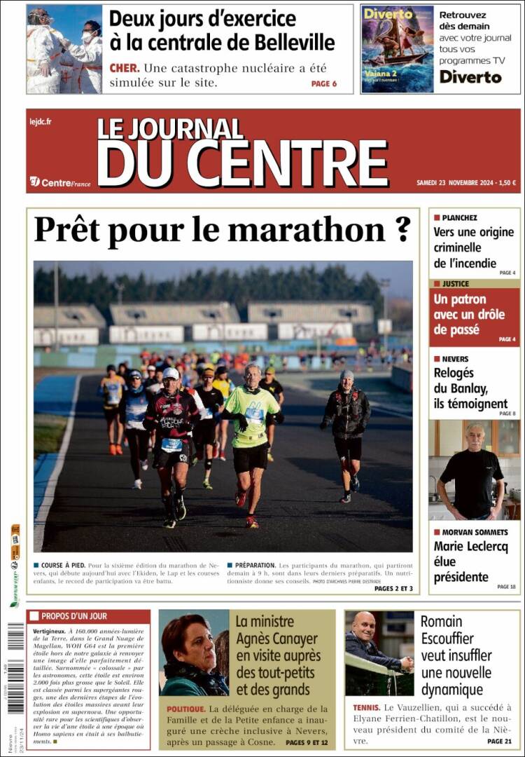 Portada de Le Journal du Centre (Francia)