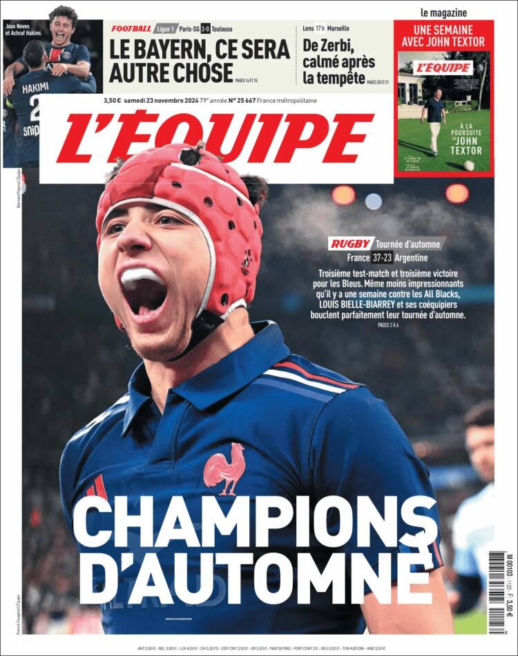 Portada de L'Equipe (Francia)