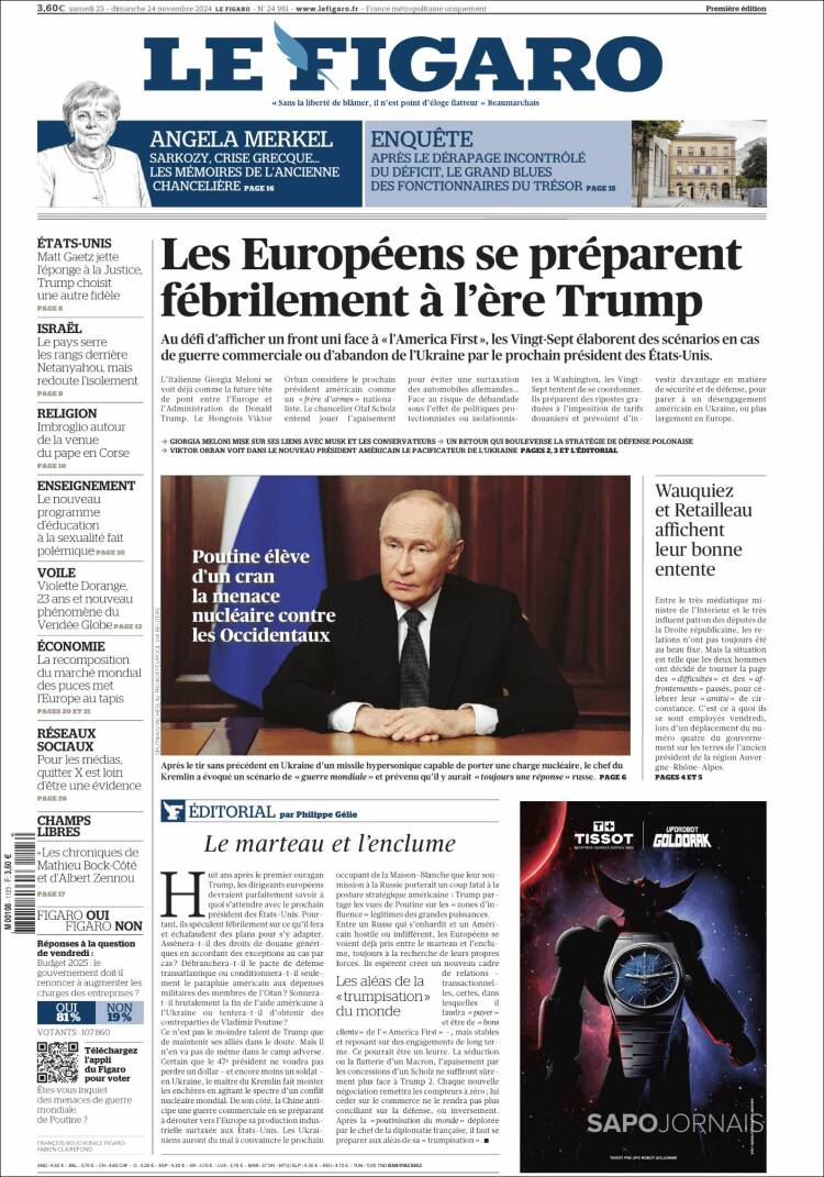 Portada de Le Figaro (Francia)