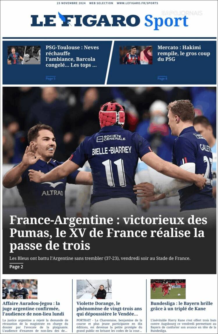 Portada de Le Figaro Sport (Francia)