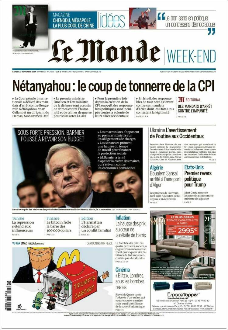 Portada de Le Monde (Francia)