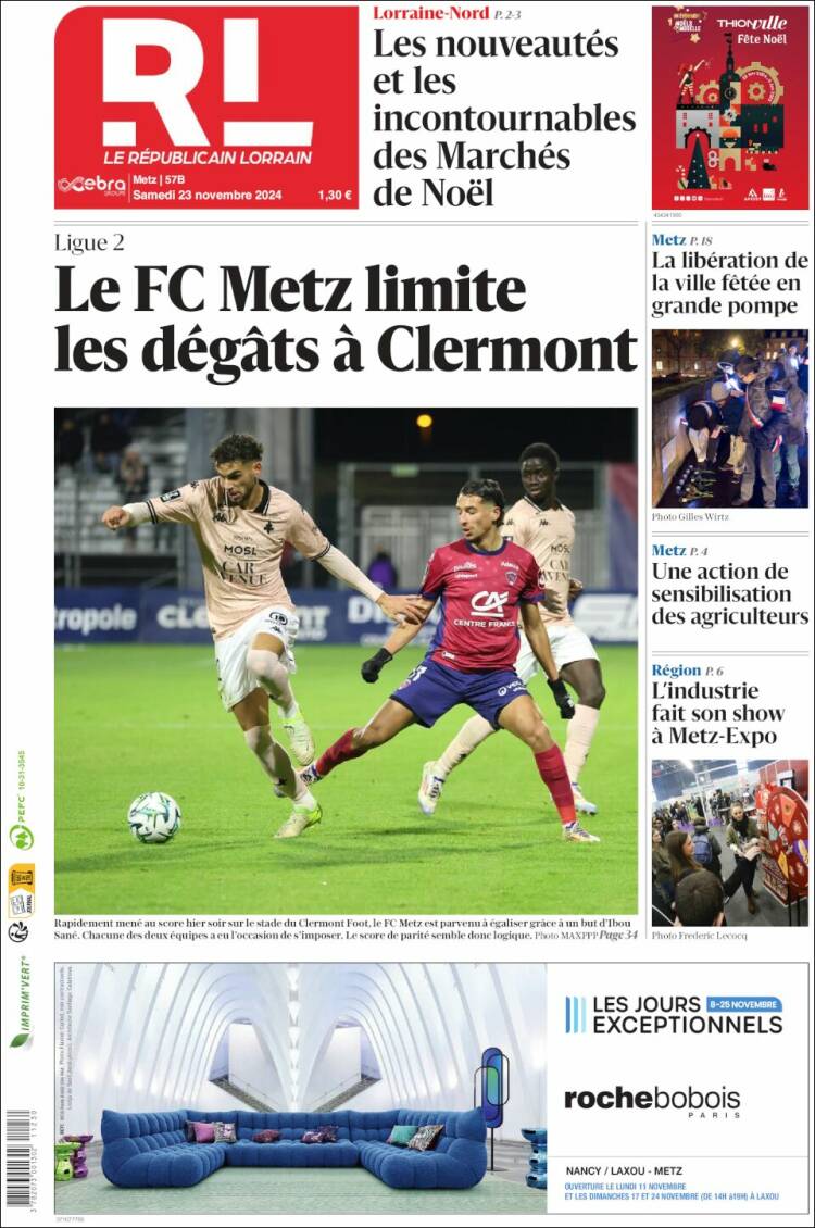Portada de Le Republicain Lorrain (Francia)