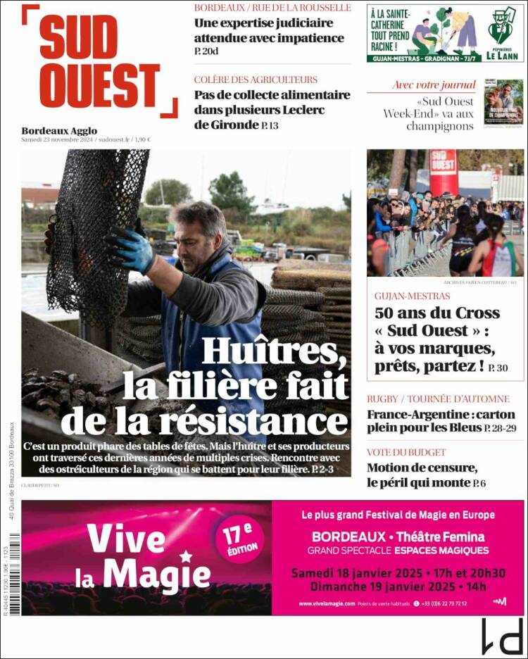 Portada de Sud Ouest (Francia)