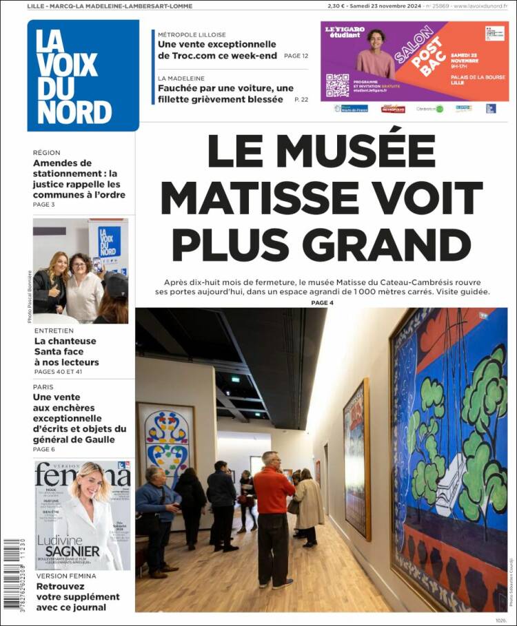 Portada de La Voix du Nord (Francia)