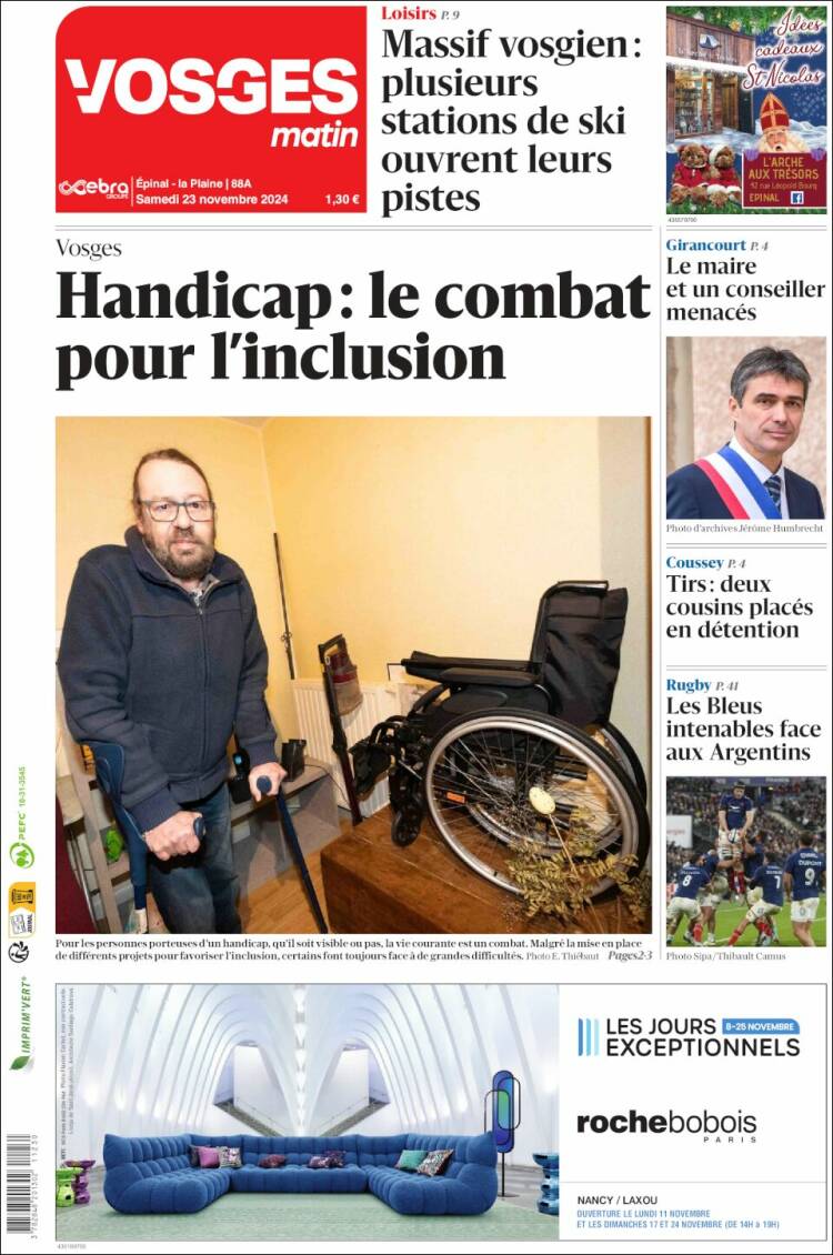 Portada de Vosges Matin (Francia)
