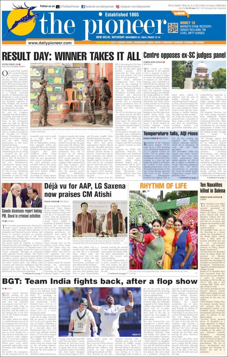 Portada de The Pioneer (India)