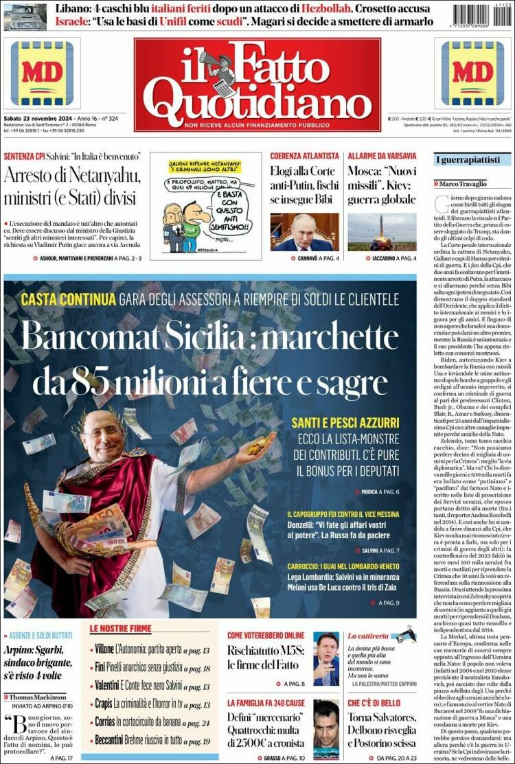 Portada de Il Fatto Quotidiano (Italia)