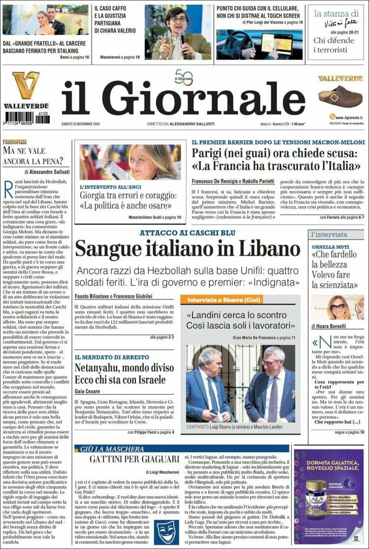 Portada de il Giornale (Italia)