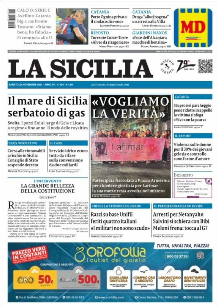 Portada de La Sicilia (Italy)