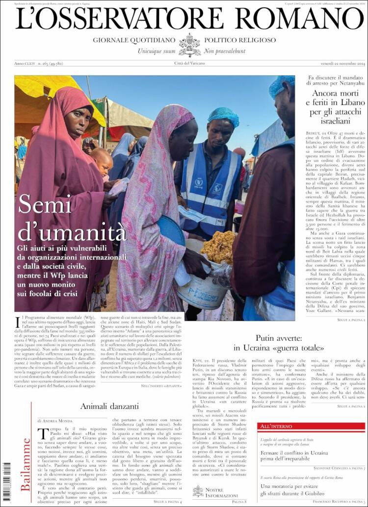 Portada de L'Osservatore Romano (Italy)