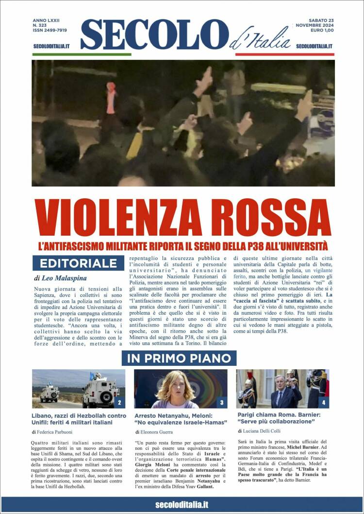 Portada de Secolo d'Italia (Italia)