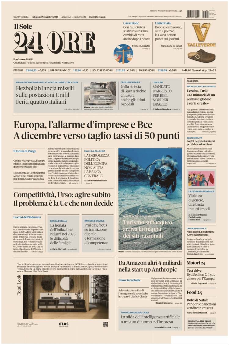 Portada de Il Sole 24 ORE (Italia)