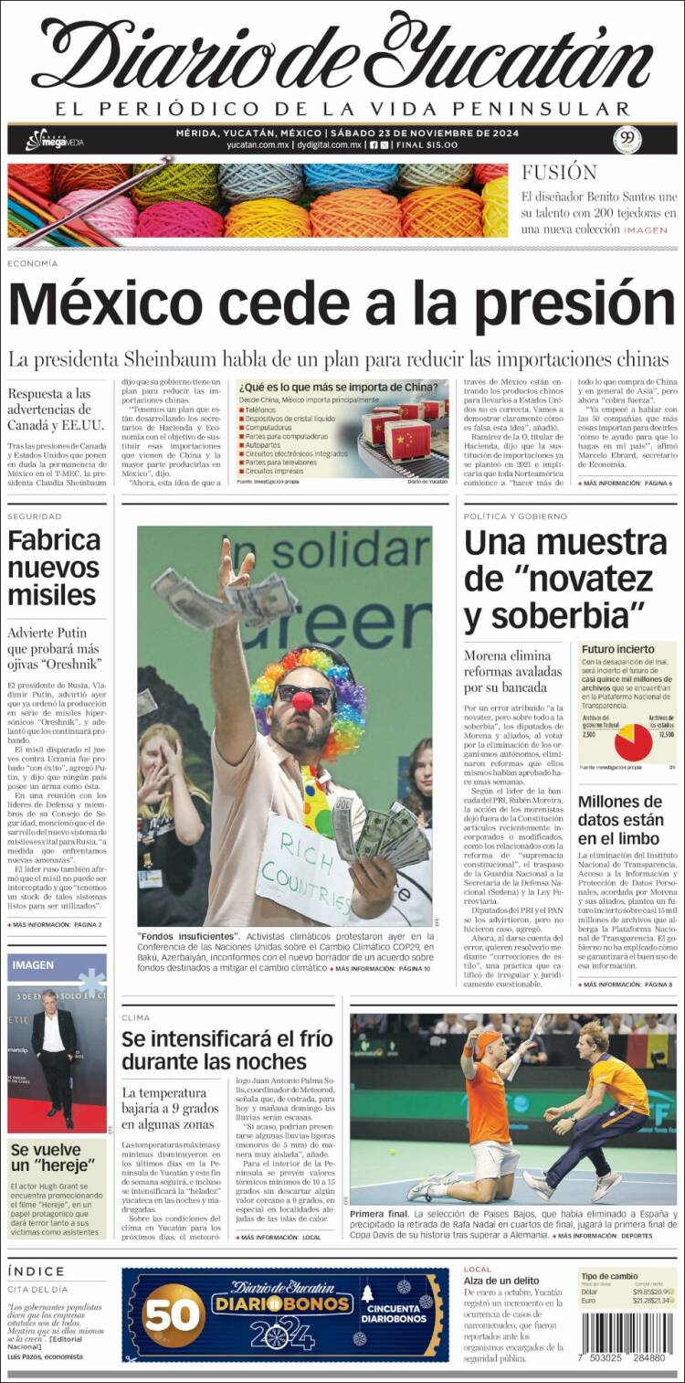 Portada de Diario de Yucatán (M&eacute;xico)