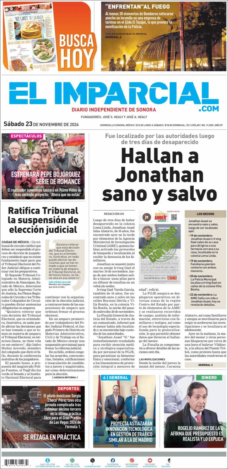 Portada de El Imparcial (M&eacute;xico)