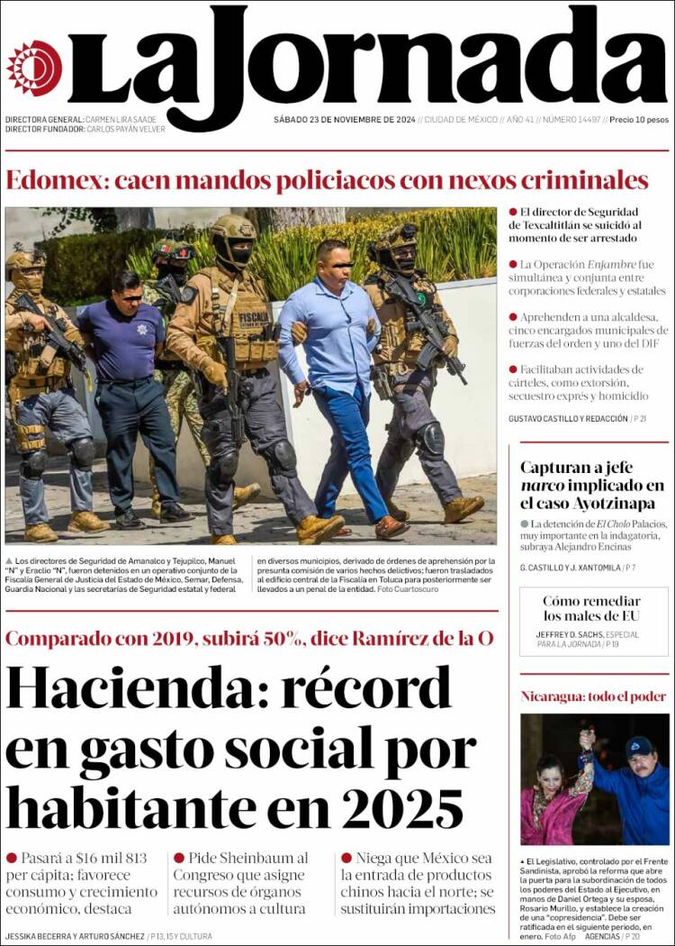 Portada de La Jornada (M&eacute;xico)