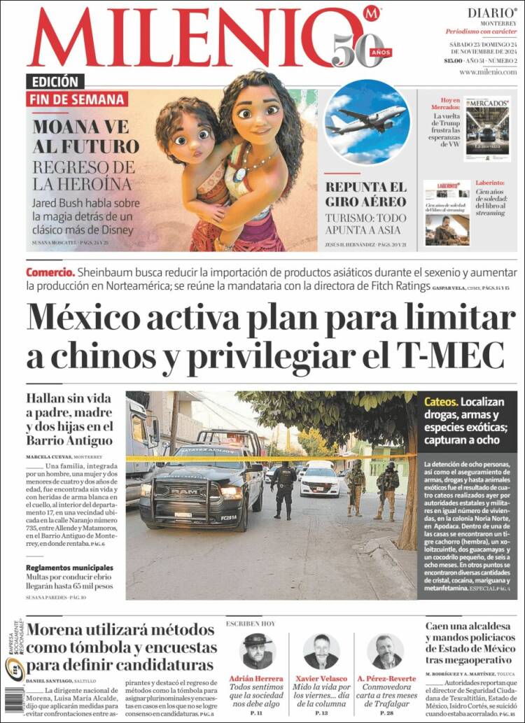Portada de Milenio de Monterrey (M&eacute;xico)