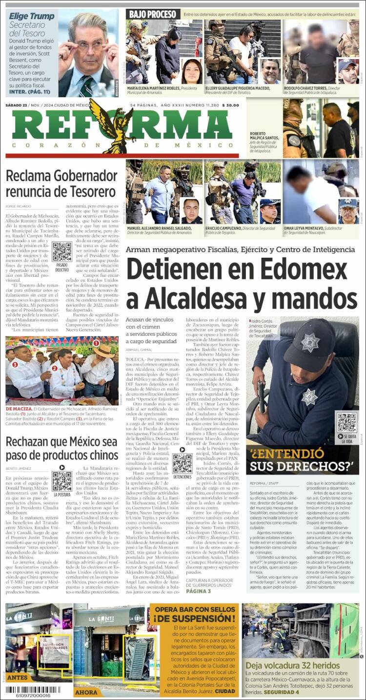 Portada de Reforma (M&eacute;xico)