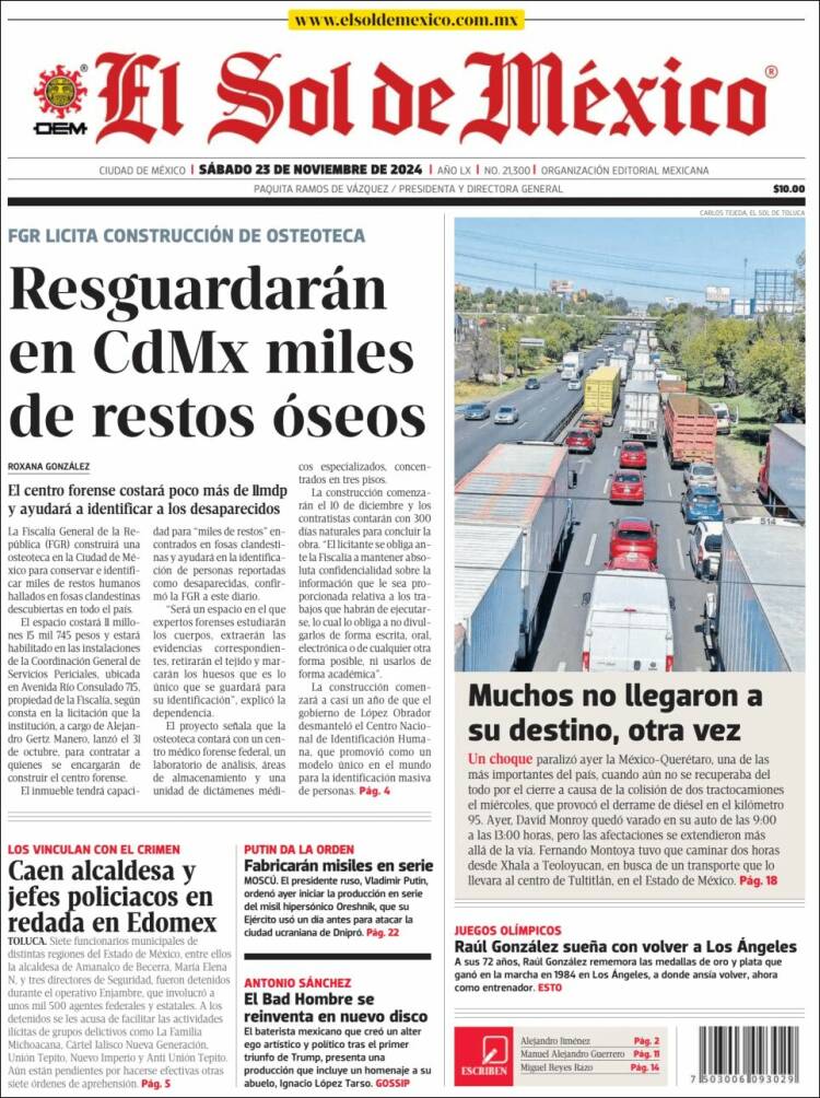 Portada de El Sol de México (M&eacute;xico)