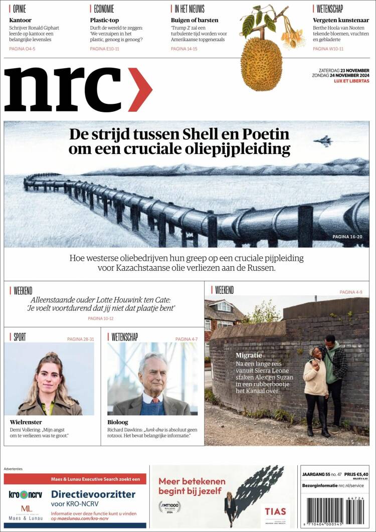 Portada de NRC Handelsblad (Pa&iacute;ses Bajos)